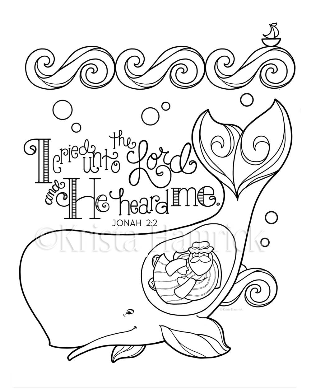 Jonah and the whale coloring page x bible journaling tip