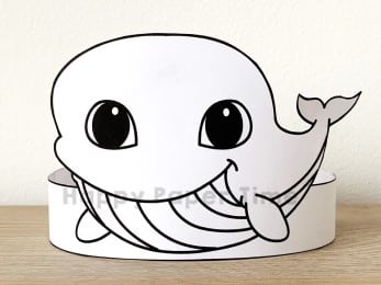 Whale crown paper template printable