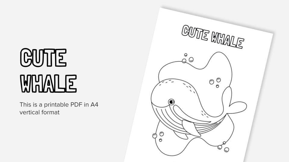 Whale printable coloring worksheet