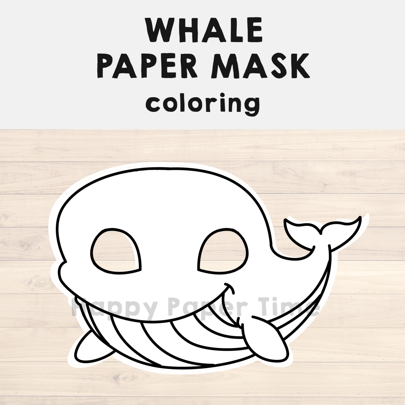 Whale paper mask printable ocean animal coloring craft activity template made by teachers