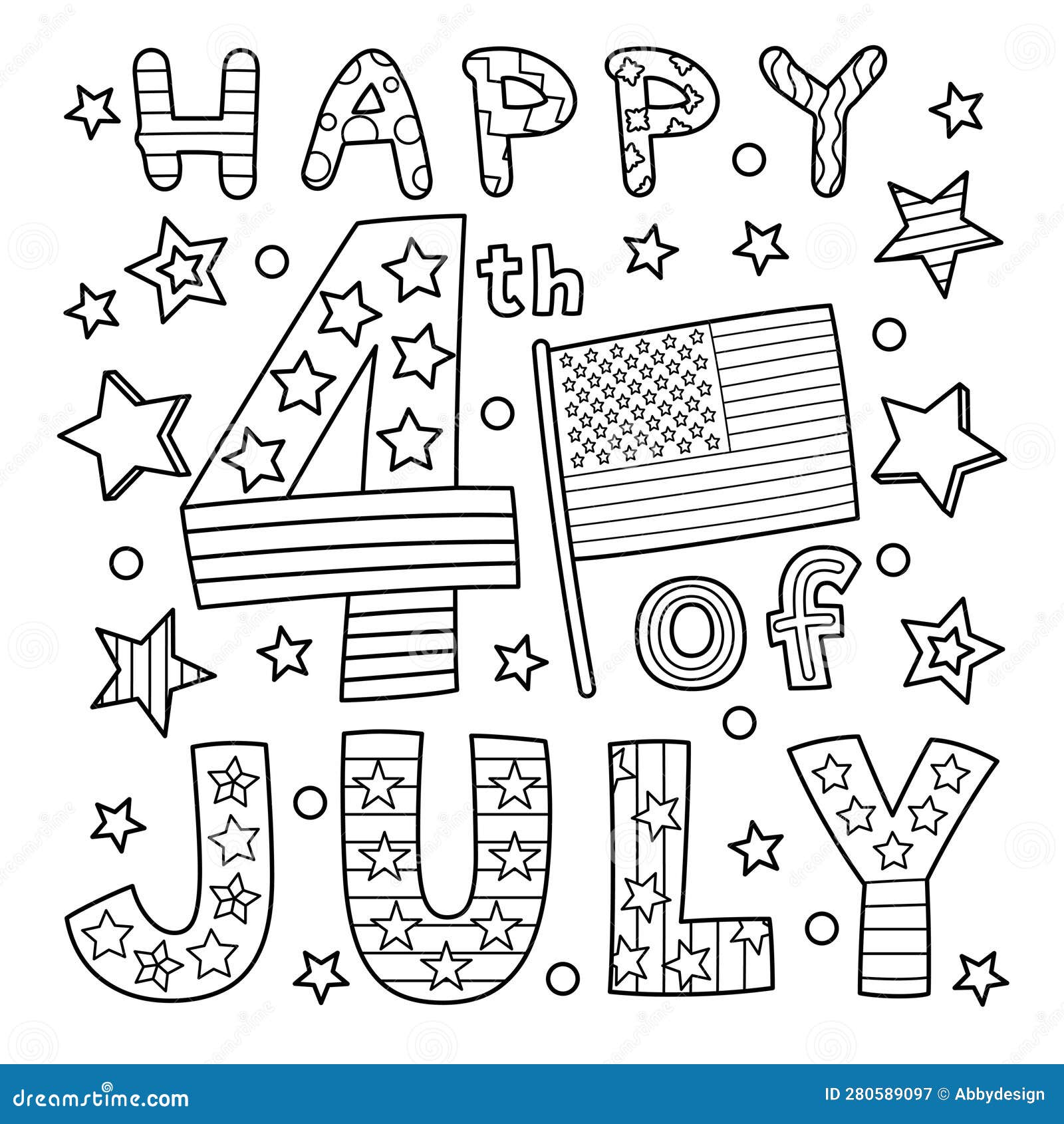 Happy th of july coloring page for kids stock vector