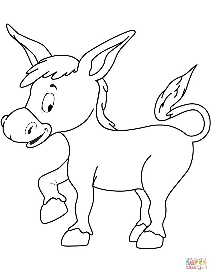 Cute donkey coloring page free printable coloring pages baby animal drawings cute donkey animal coloring pages