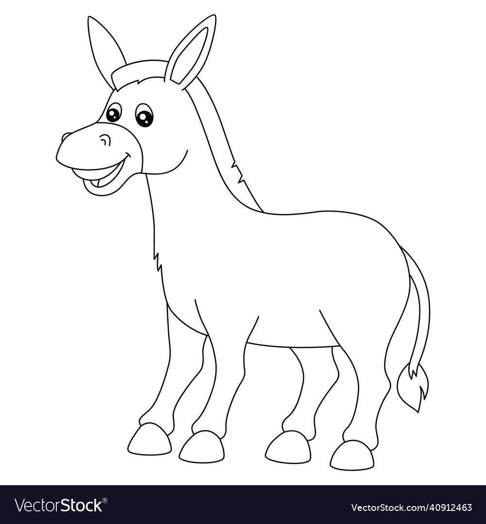 Donkey coloring page isolated for kids royalty free vector