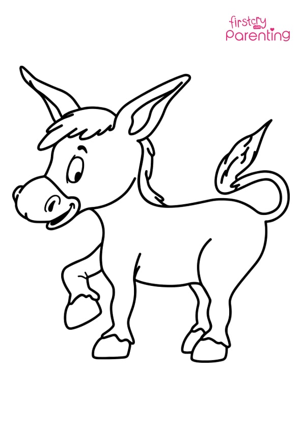 Easy printable donkey coloring pages for kids