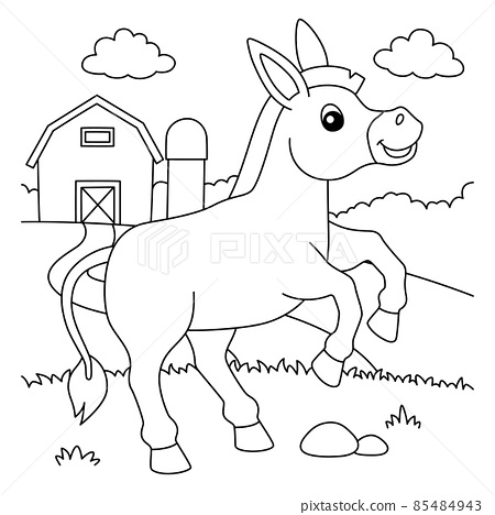 Donkey coloring page for kids