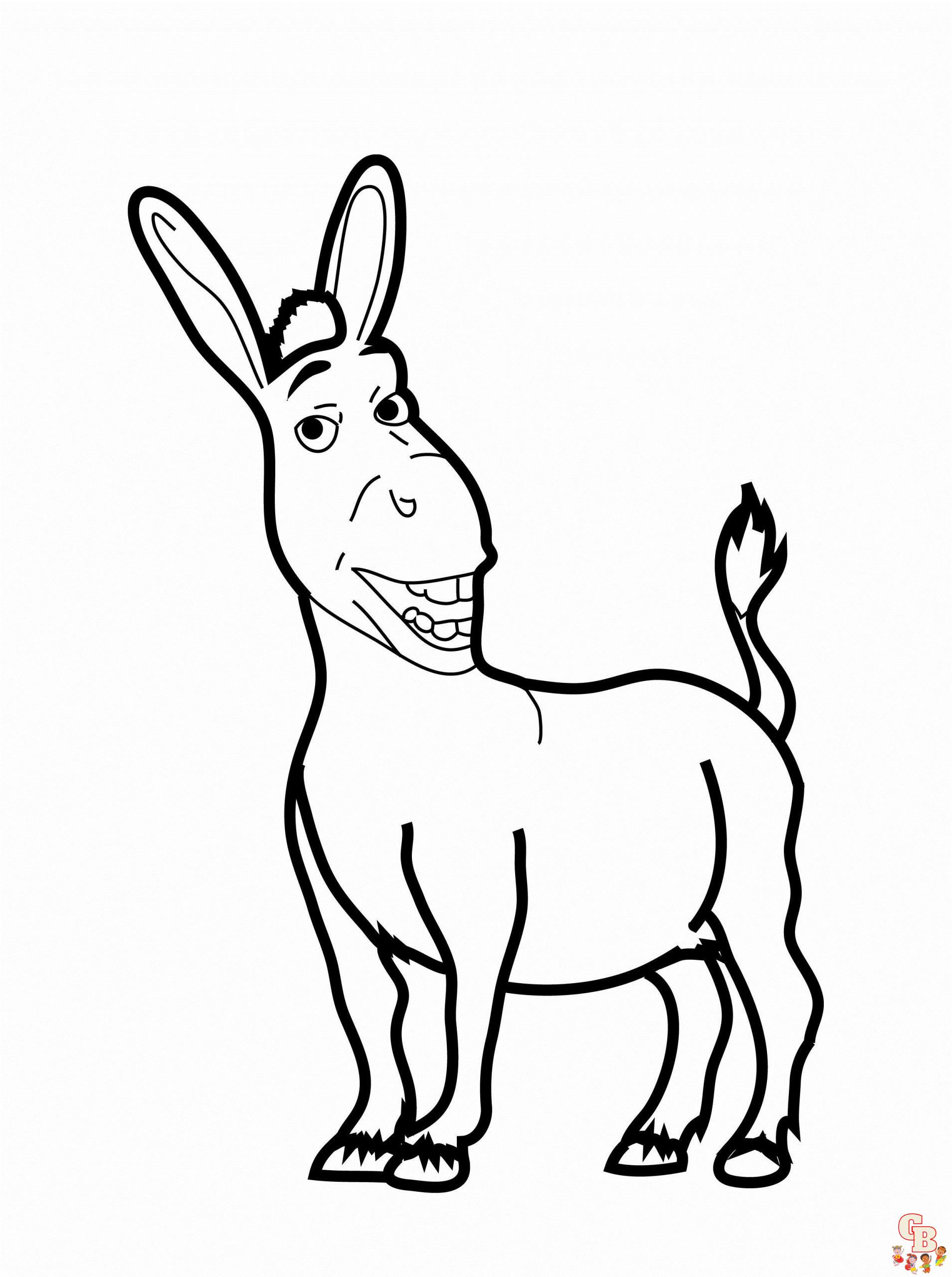 Printable donkey coloring pages free for kids and adults