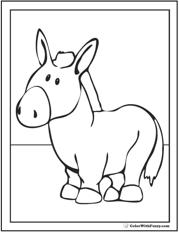 Donkey coloring page customize bible and farm themes