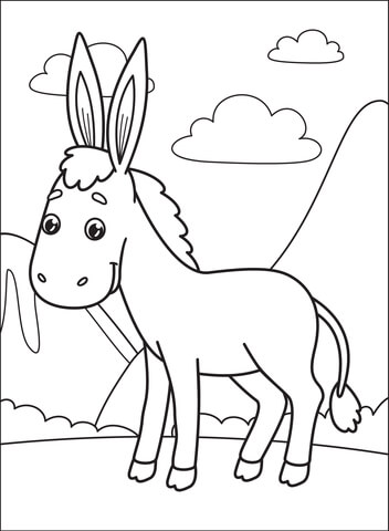 Donkey coloring page free printable coloring pages