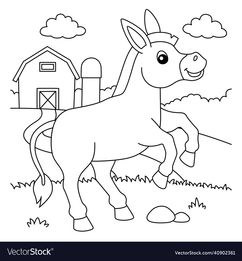 Donkey coloring page for kids royalty free vector image