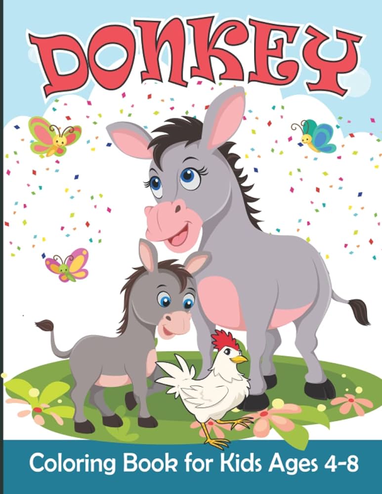 Donkey coloring book for kids cute donkey coloring pages for girls and boys ages