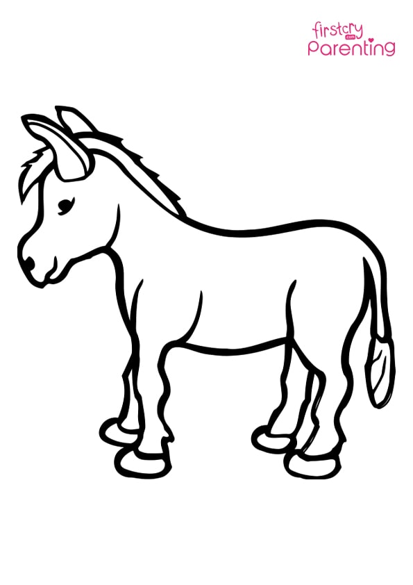 Easy printable donkey coloring pages for kids