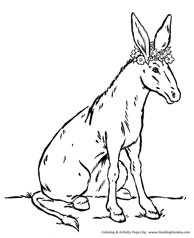 Farm animal coloring pages donkey with flowers coloring page and kids activity sheet