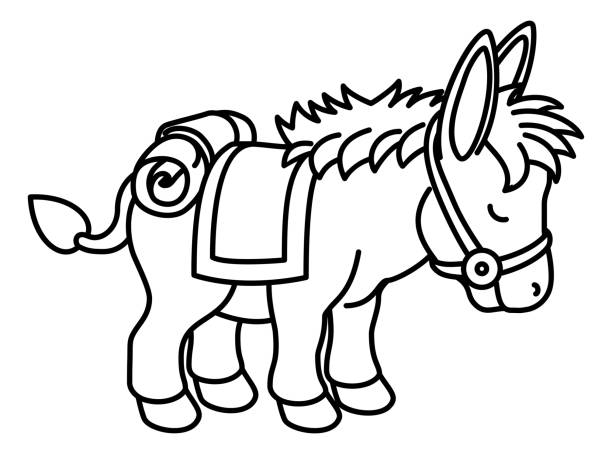 Donkey coloring page stock photos pictures royalty