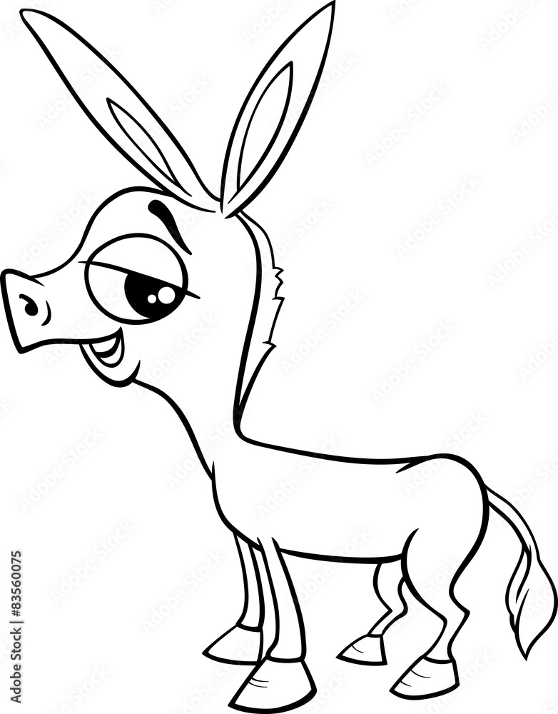 Baby donkey coloring page vector