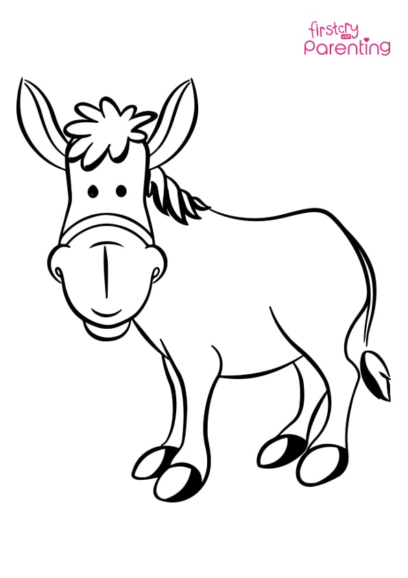 Easy printable donkey coloring pages for kids