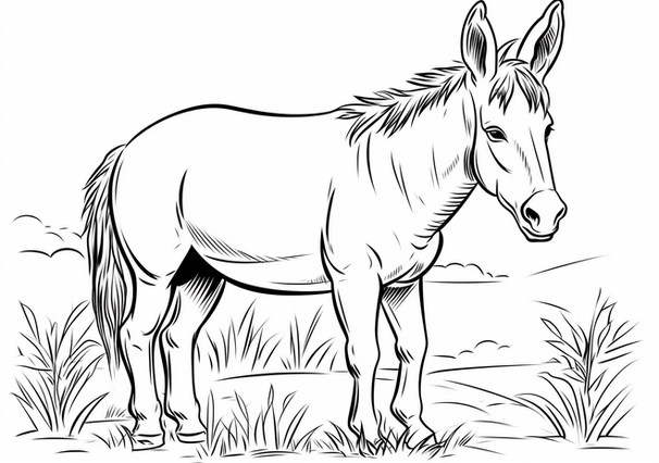 Donkey coloring page little artists world