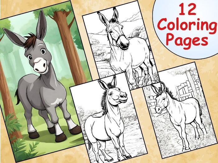 Bray for joy donkey coloring pages to keep your kids entertained teaching resources