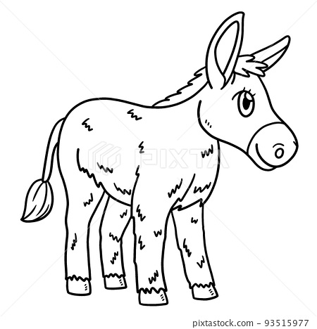 Donkey animal isolated coloring page for kids