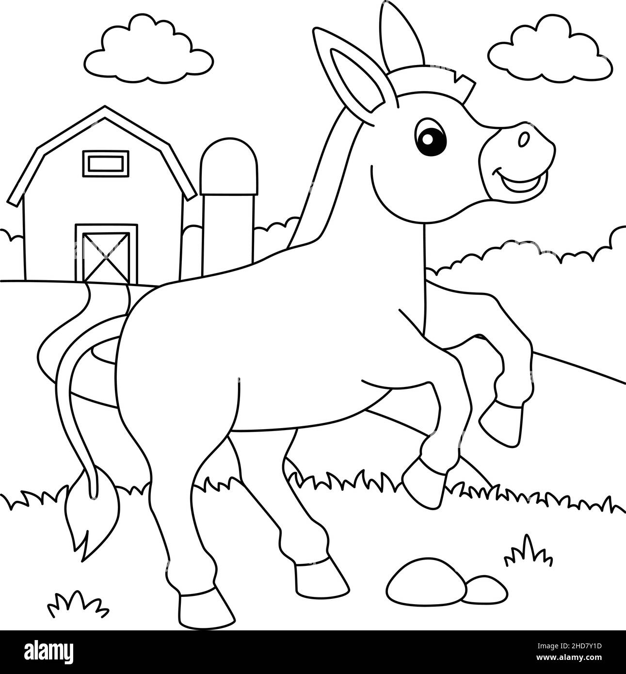 Donkey coloring page for kids stock vector image art