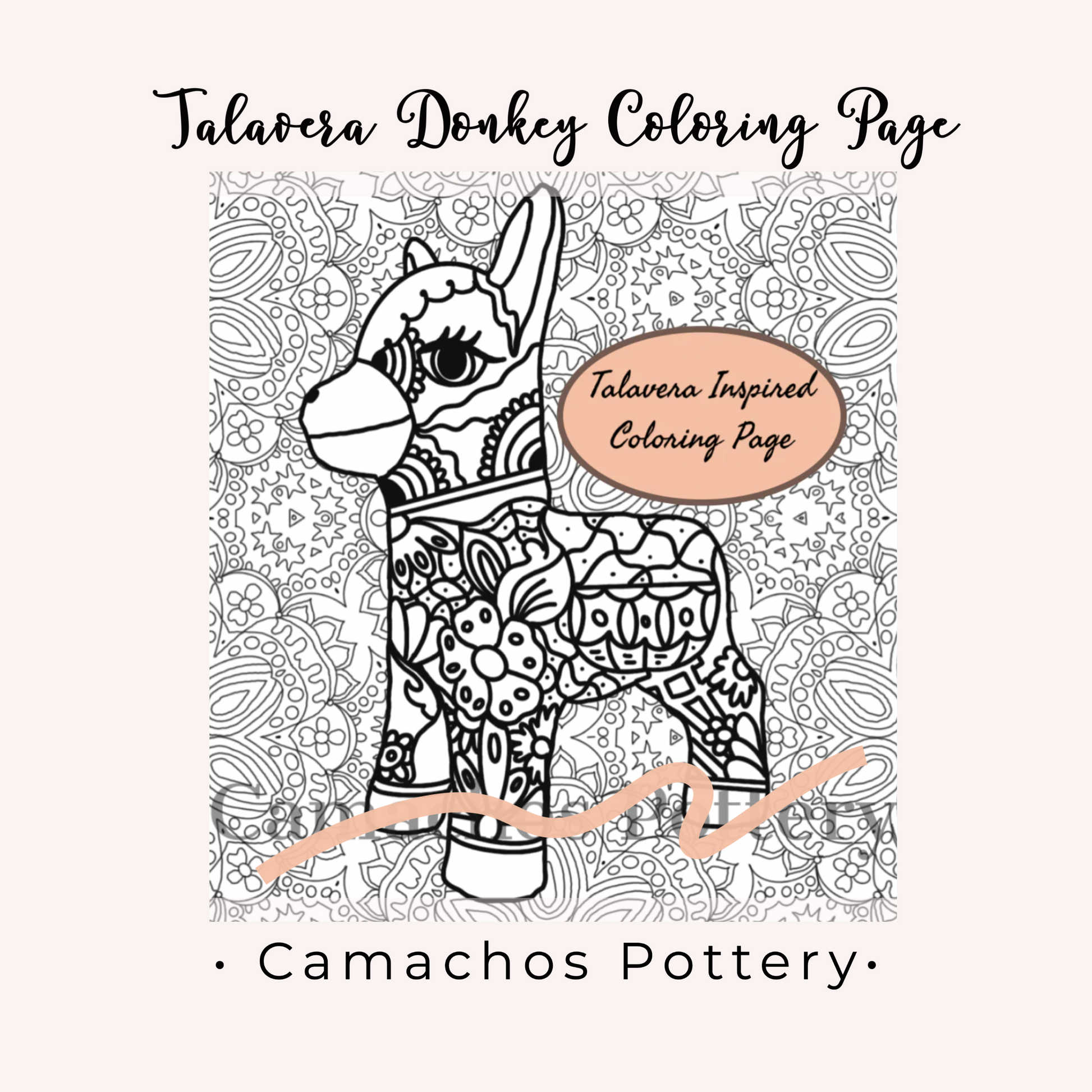 Digital download talavera donkey color page â camachos pottery