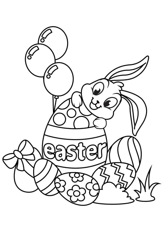 Coloring page easter bunny with easter egg