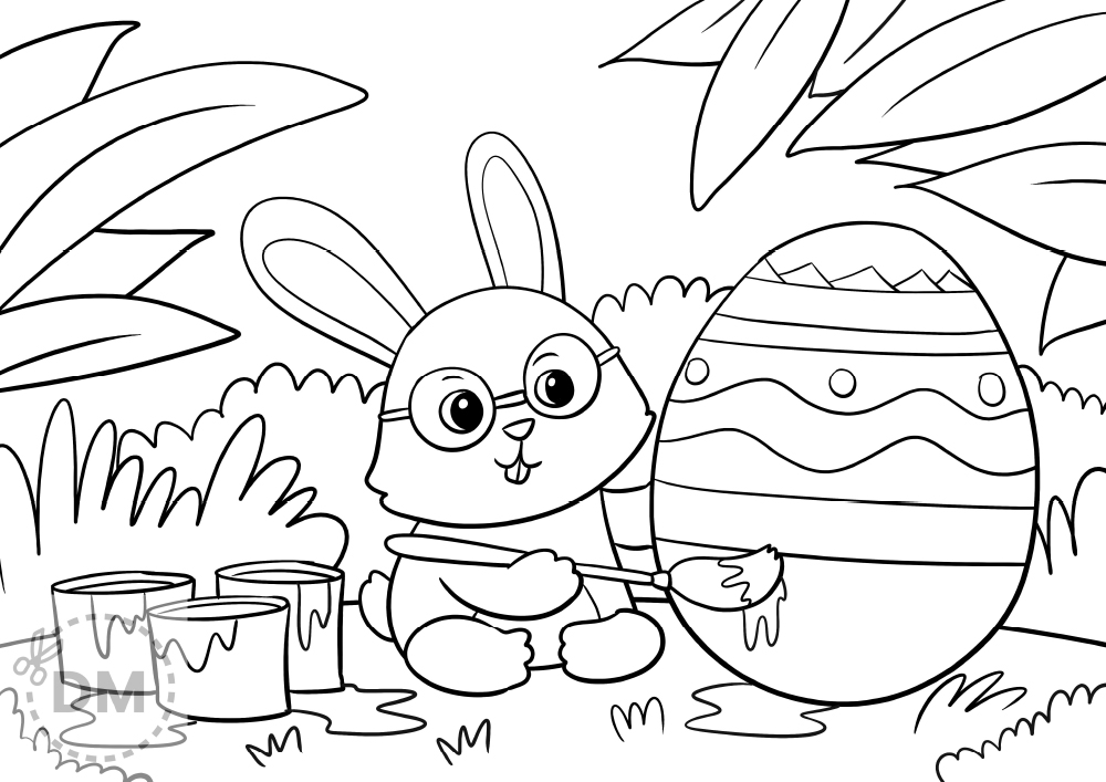 Cute easter bunny coloring page for kids