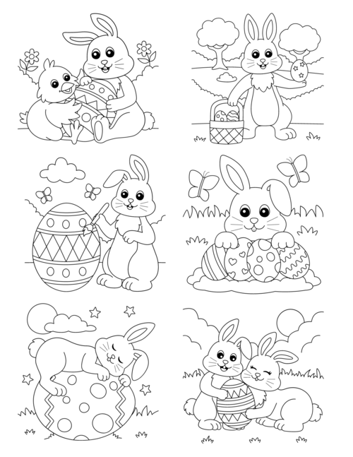 Cute easter bunny coloring pages