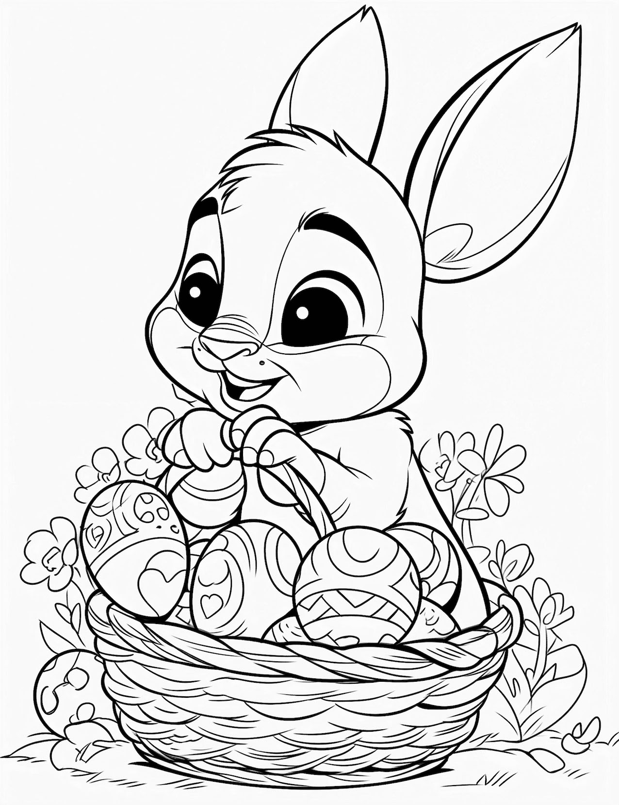 Cute bunny coloring pages for kids and adults