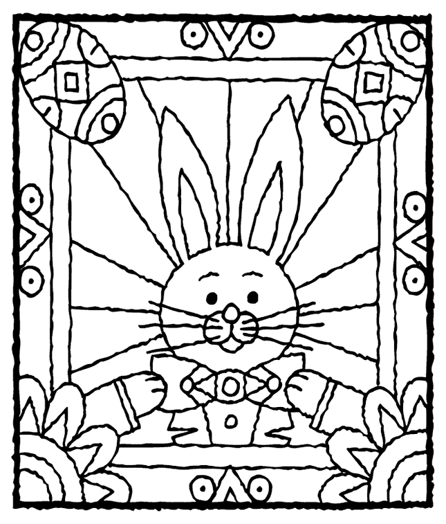 Easter bunny with eggs coloring page