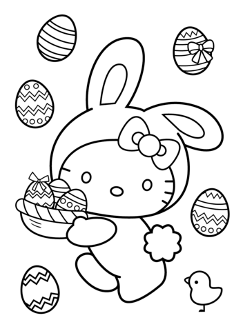 Hello kitty easter bunny coloring page free printable coloring pages