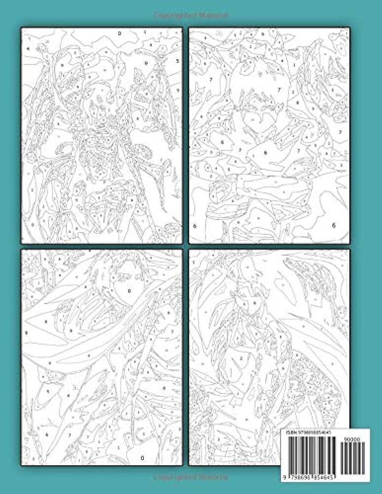 Attack on titan color by number eren yeager anime television series character illustration color number book for fans adults stress relief gift coloring book carter holly books