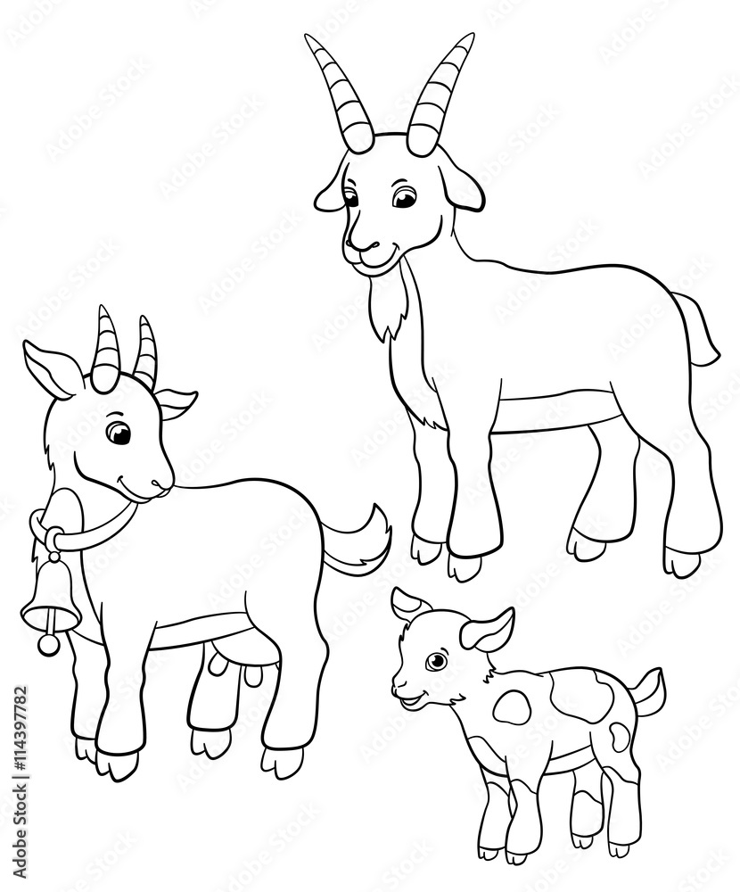 Coloring pages farm animals goat family vector