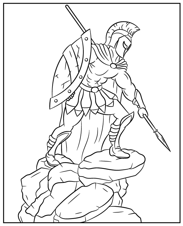 Printable spartan warrior coloring sheet