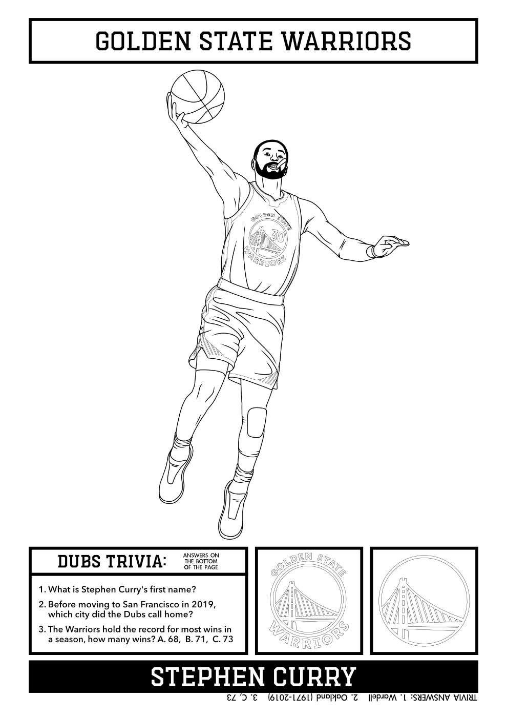 I made a steph curry activity sheet for the dub nations youngsters r warriors