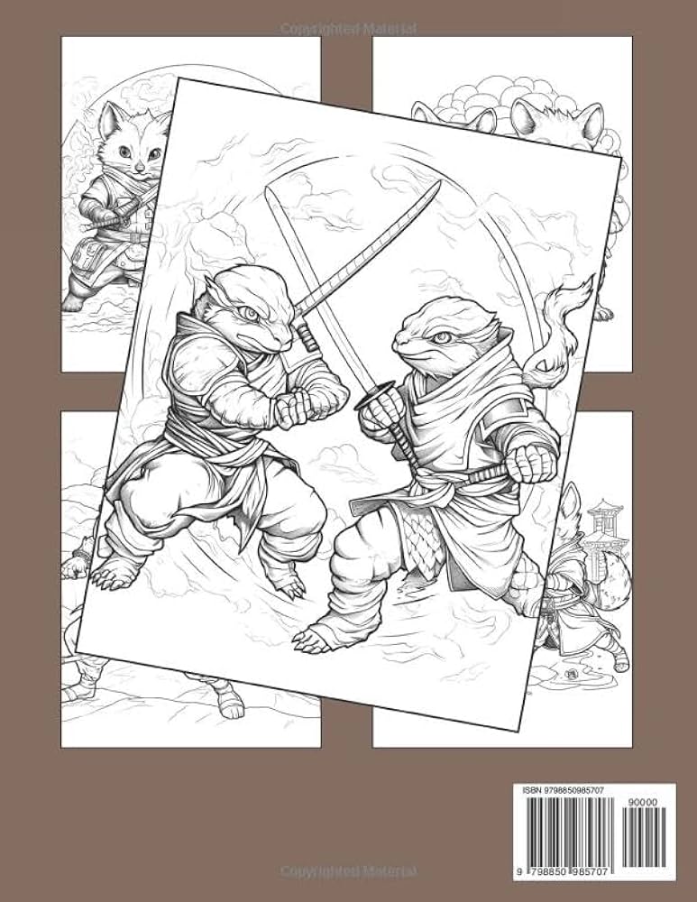 Ninja friends coloring book playful warriors coloring pages with raccoon panda wolves and more special gift for all ages fun relaxation asad sheppard books
