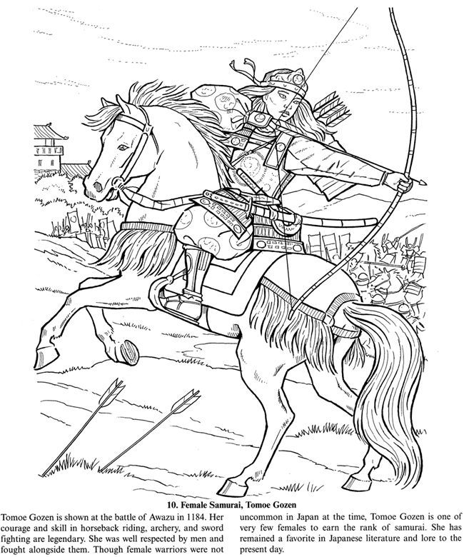 Female samurai warrior coloring page horse coloring pages coloring pages coloring book pages