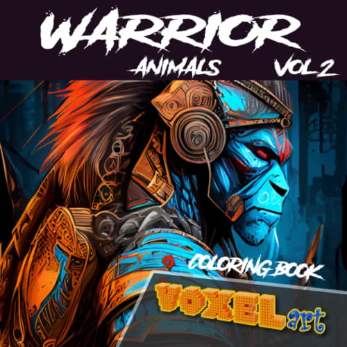 Warrior animals coloring book color amazing lions gorillas lizards panthers bisons dressed in armour perfect gifts for boys adult by voxel art