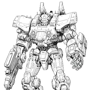 Mech warriors coloring book super images of huge robot mech warriors just waiting for you to get creative and add their battle colors hunter mr raymond books