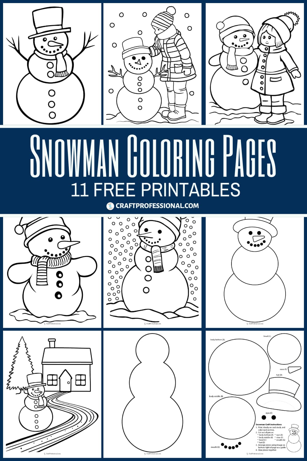 Free snowman coloring pages printable winter fun for kids and adults