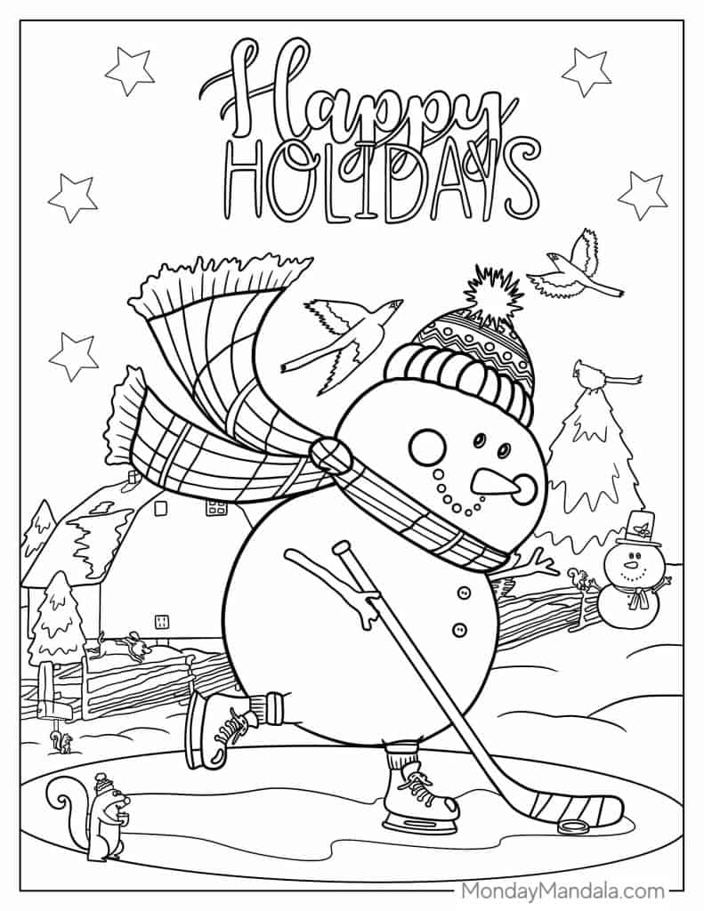 Snowman coloring pages free pdf printables