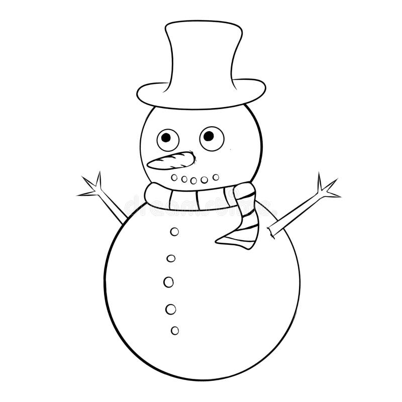 Snowman coloring page for kids stock illustration