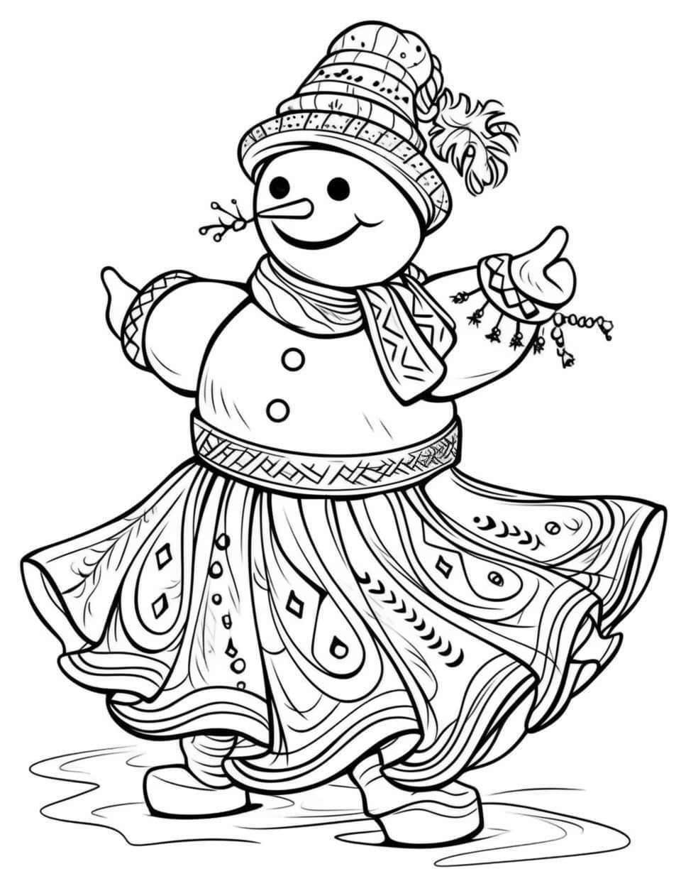 Snowman coloring pages for kids and adults