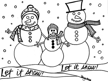 Snowman family coloring sheet by koolkats art bin tpt