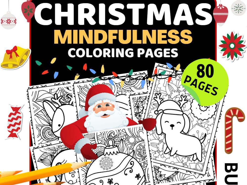 Mindfulness winter christmas coloring pagessantasnowmanreindeer teaching resources