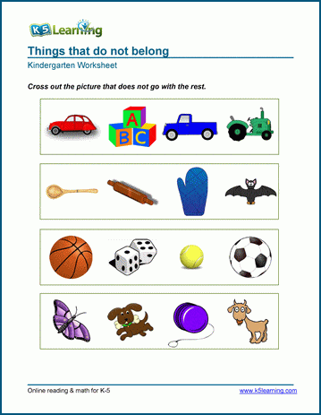 Things that do not belong worksheets k learning