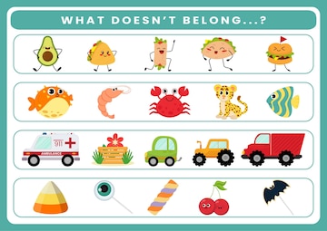 Premium vector what doesnt belong worksheet for kids