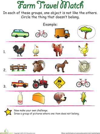 Find what doesnt belong on the farm preschool math games preschool worksheets preschool