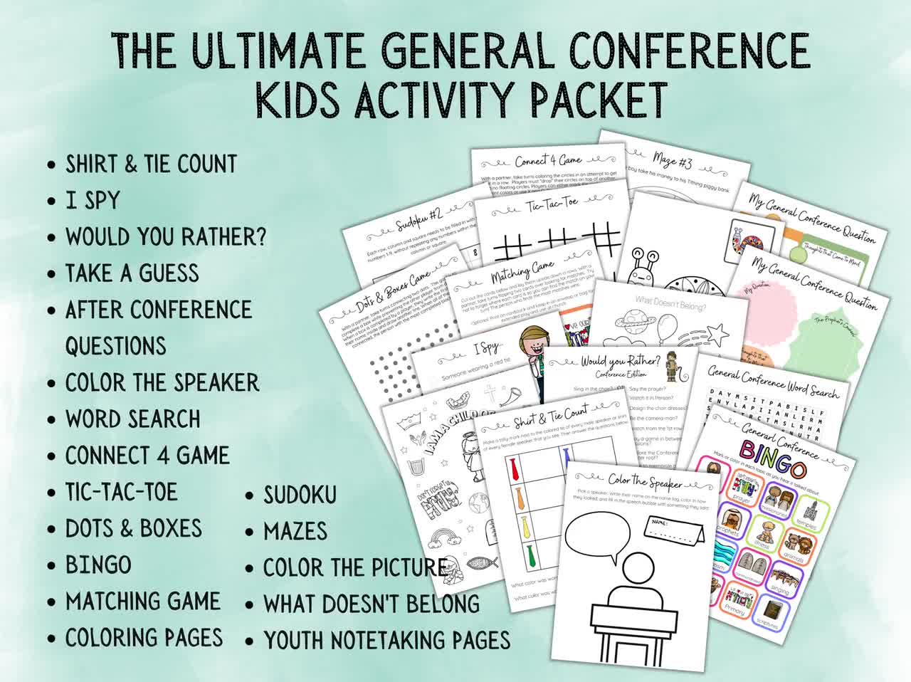 General conference oct activities for kids lds conference packet conference bingo general conference games coloring pages