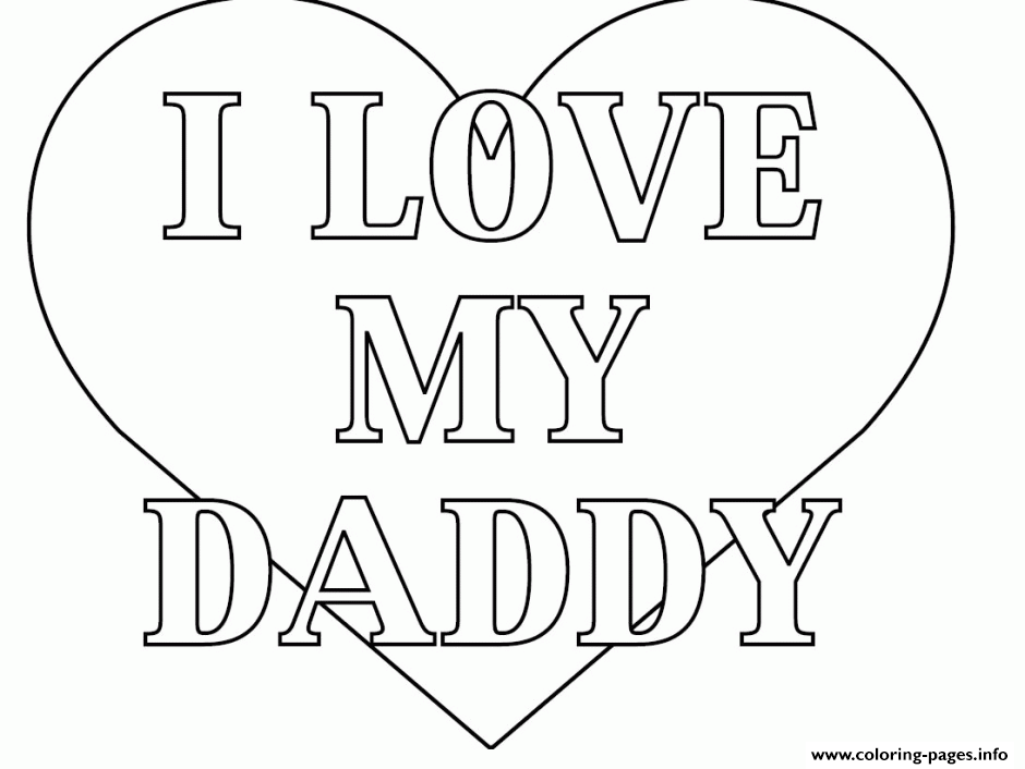 Word i love my dad coloring page printable