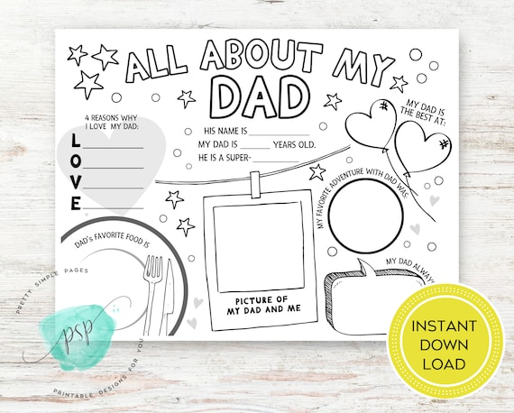 All about my dad printable fathers day coloring page fathers day kids craft kids gift for dad grandpa